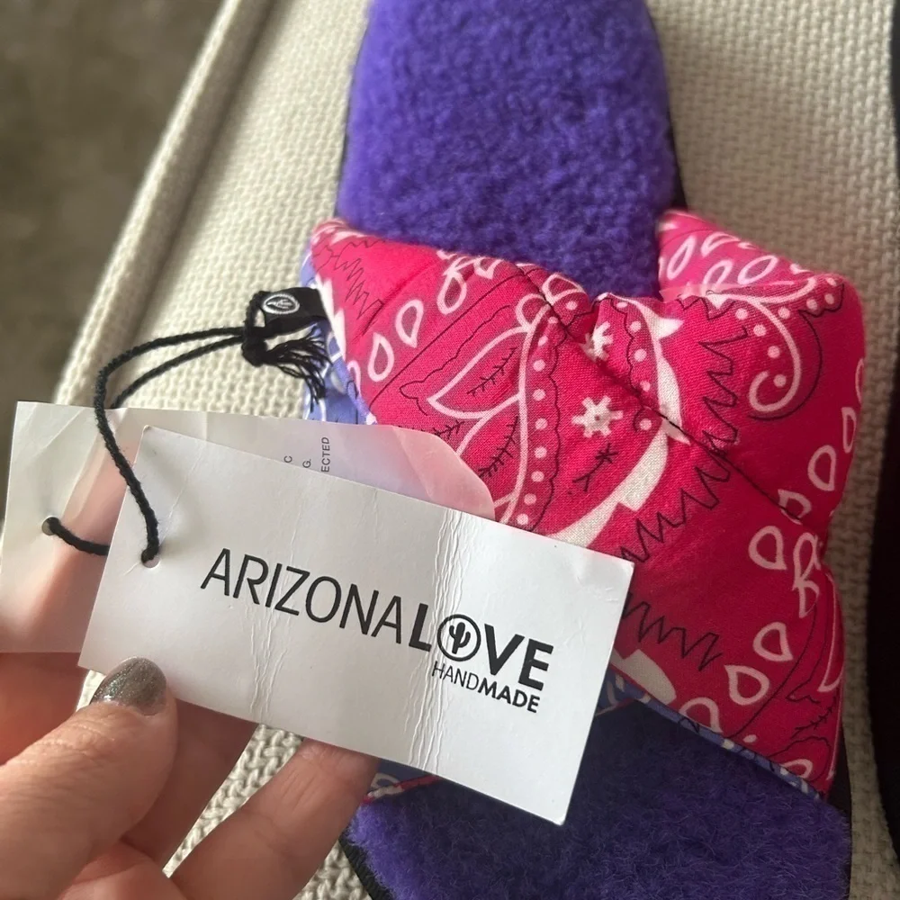 NWT! ARIZONA LOVE Paradise Shearling Printed Slides w/ Tags Size 42